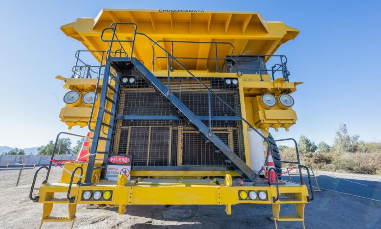 Large industrial mining equipment and machinery at extraction site