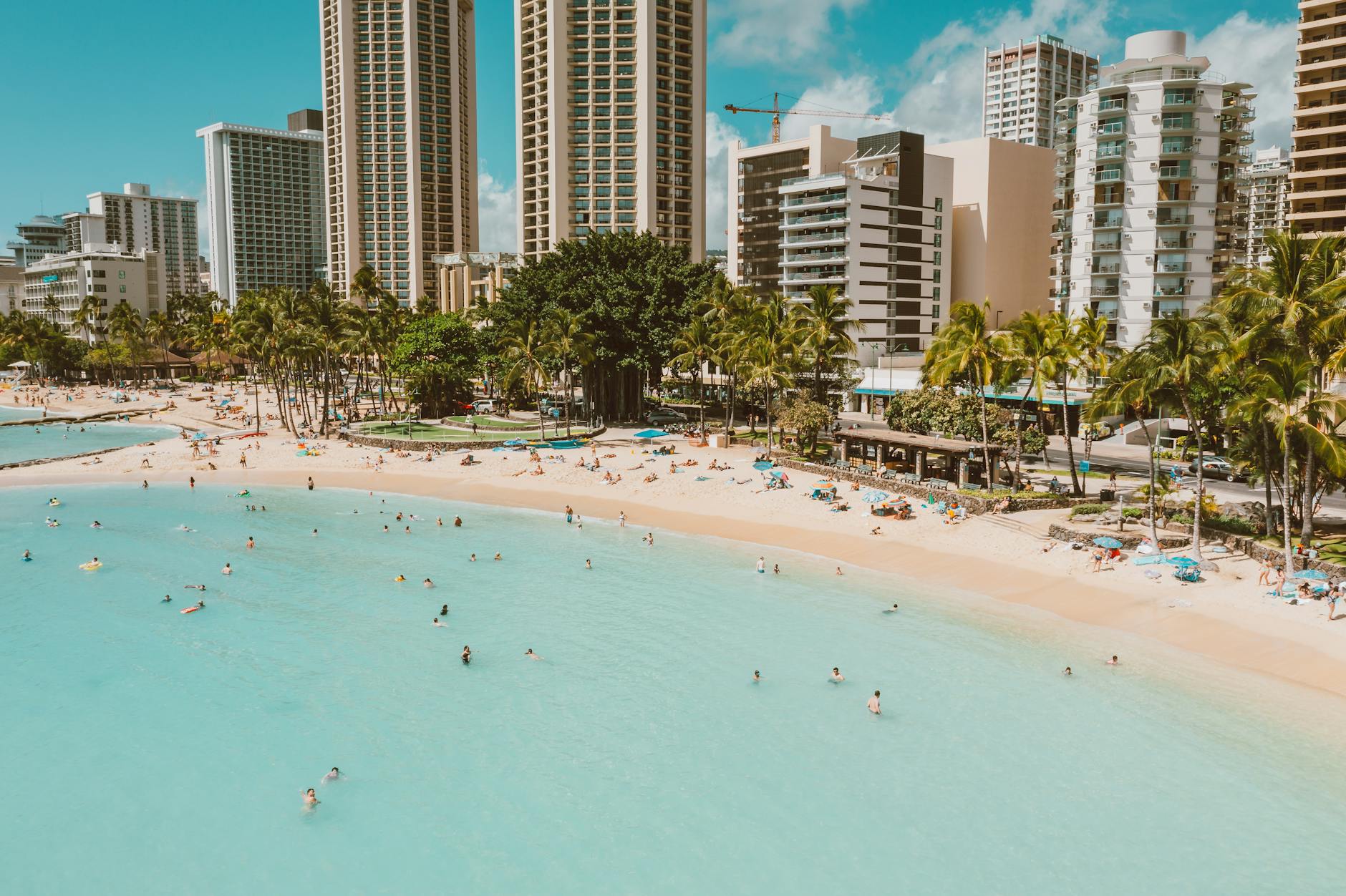 Luxury beach resort with palm trees and ocean view representing holiday travel destinations