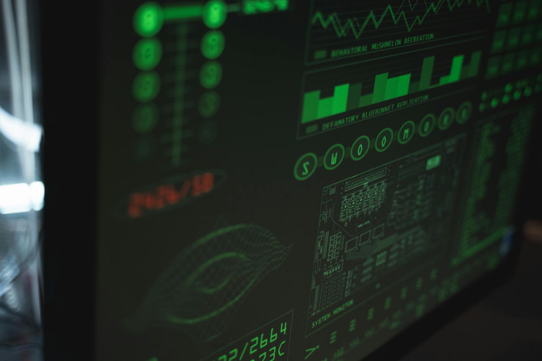 Digital security concept with data protection symbols and cybersecurity elements on computer display