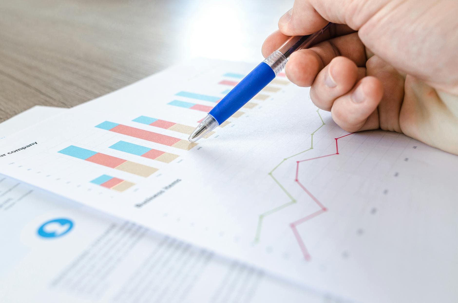 Financial charts and graphs showing investment performance trends