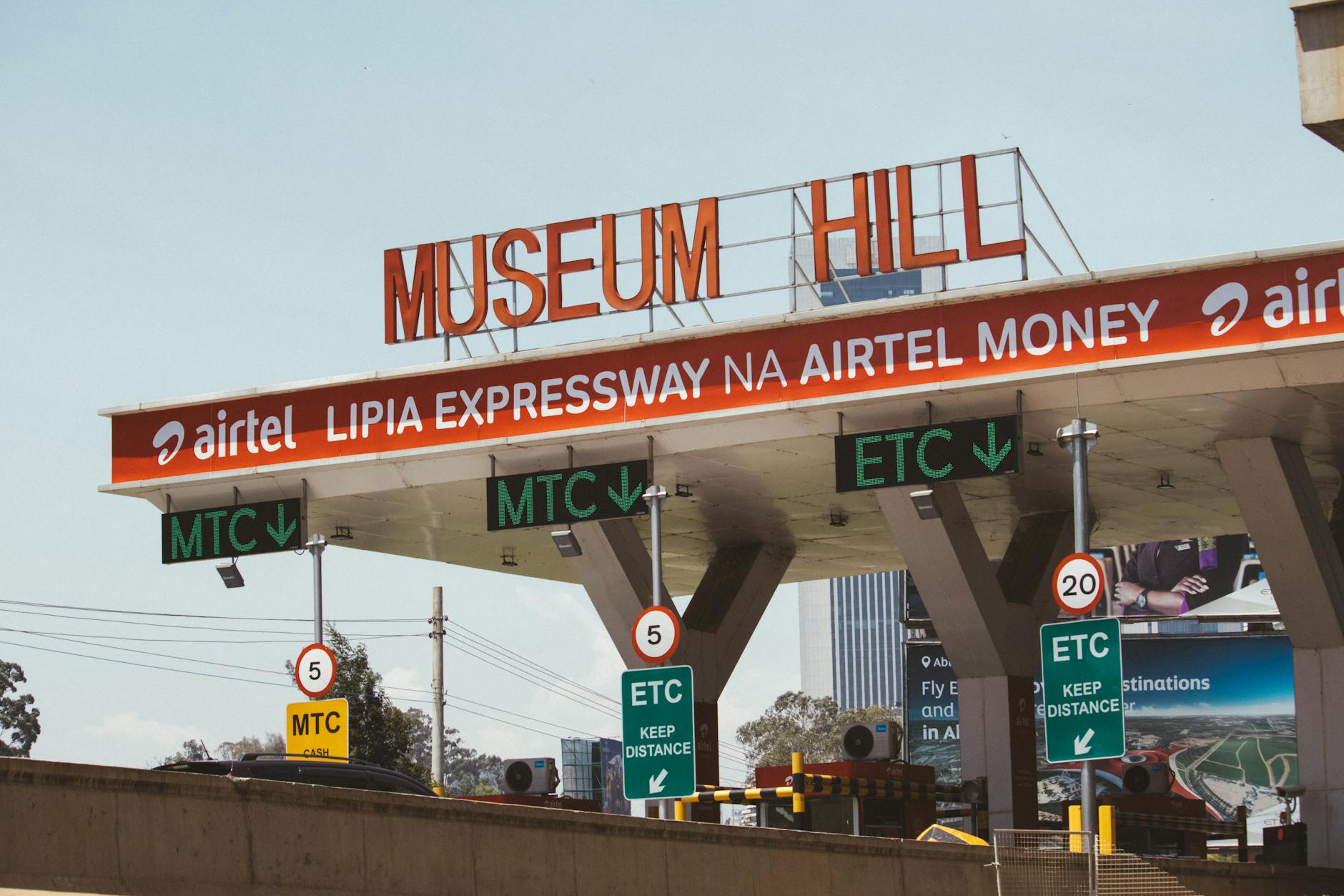Toll collection booths on a busy motorway concession