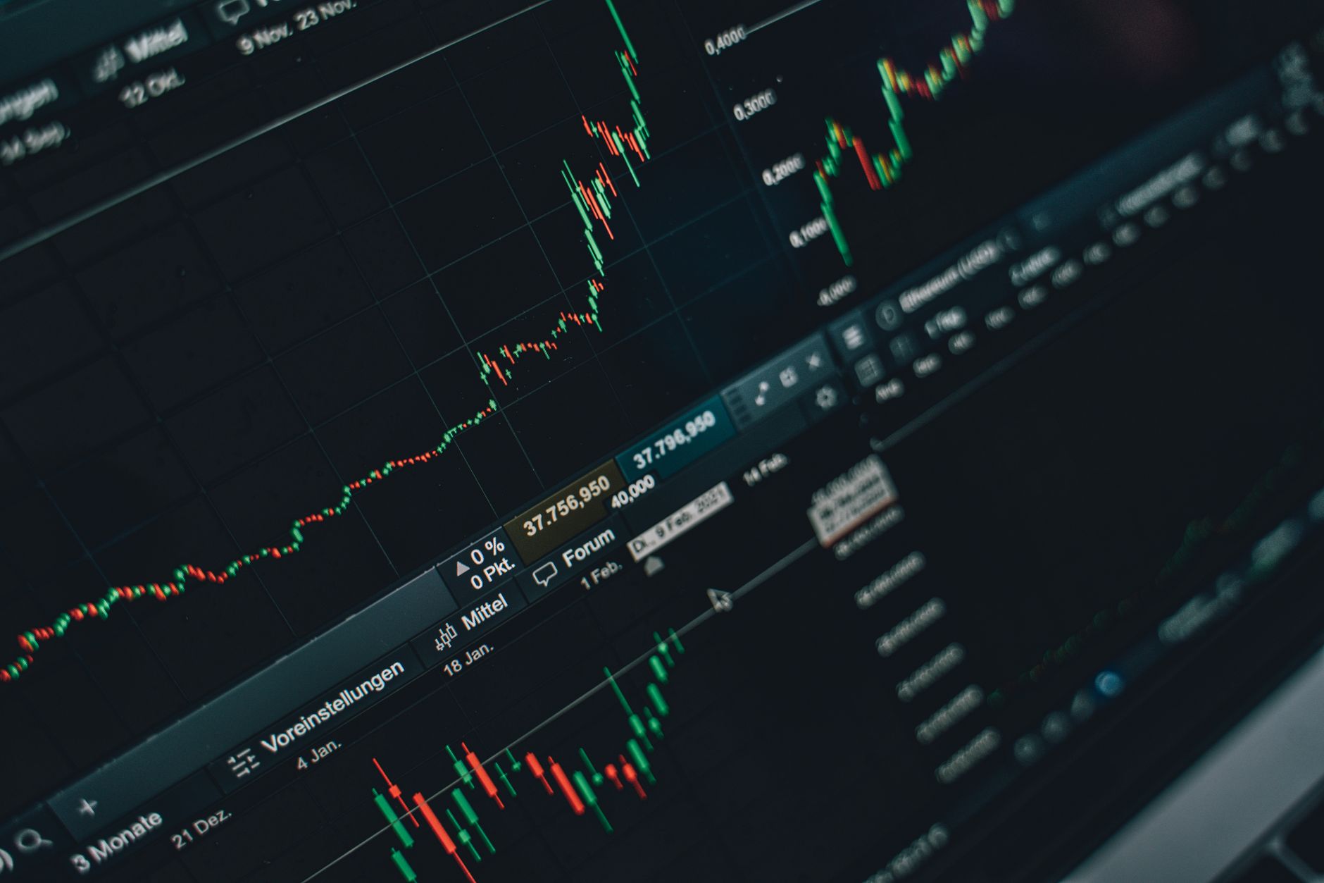 Investor reviewing stock market data on a computer screen