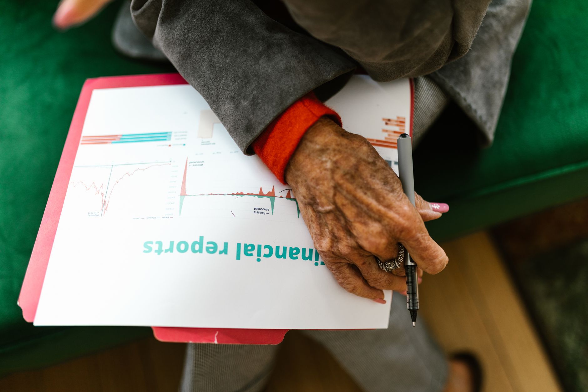 Financial documents and portfolio analysis on a desk