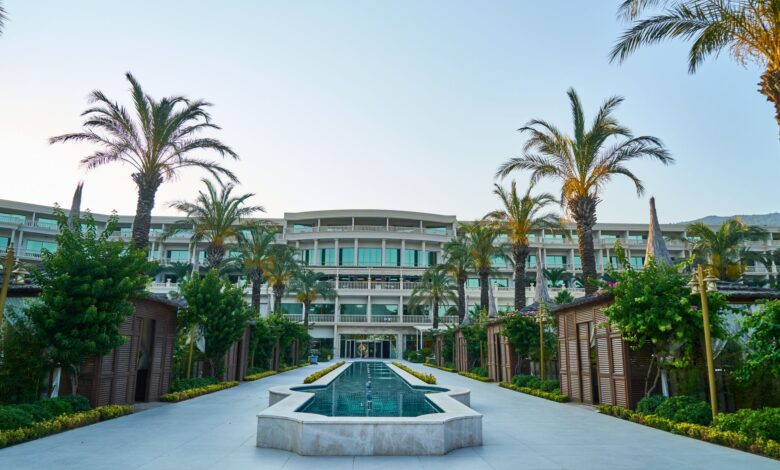 Exterior view of a large hotel building representing hotel real estate investment structures