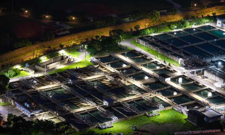 Aerial view of a municipal water treatment and reclamation facility